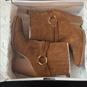 Aldo Women's Brown Suede Heeled Boots